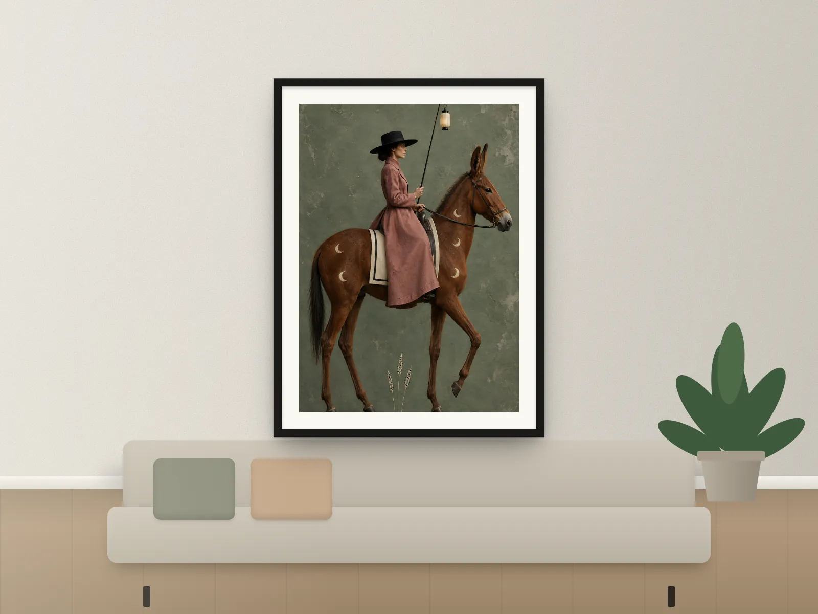 Chestnut Mule, Lantern in a living room