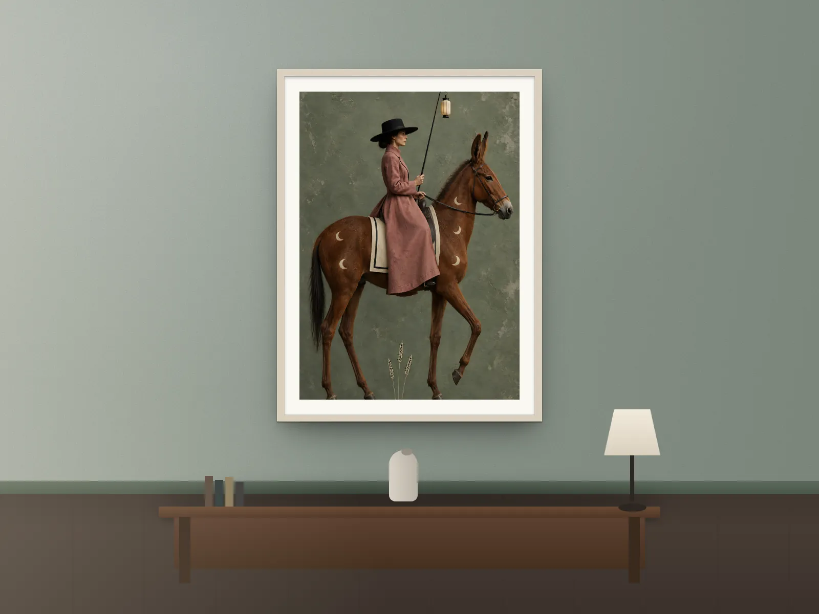 Chestnut Mule, Lantern in a study