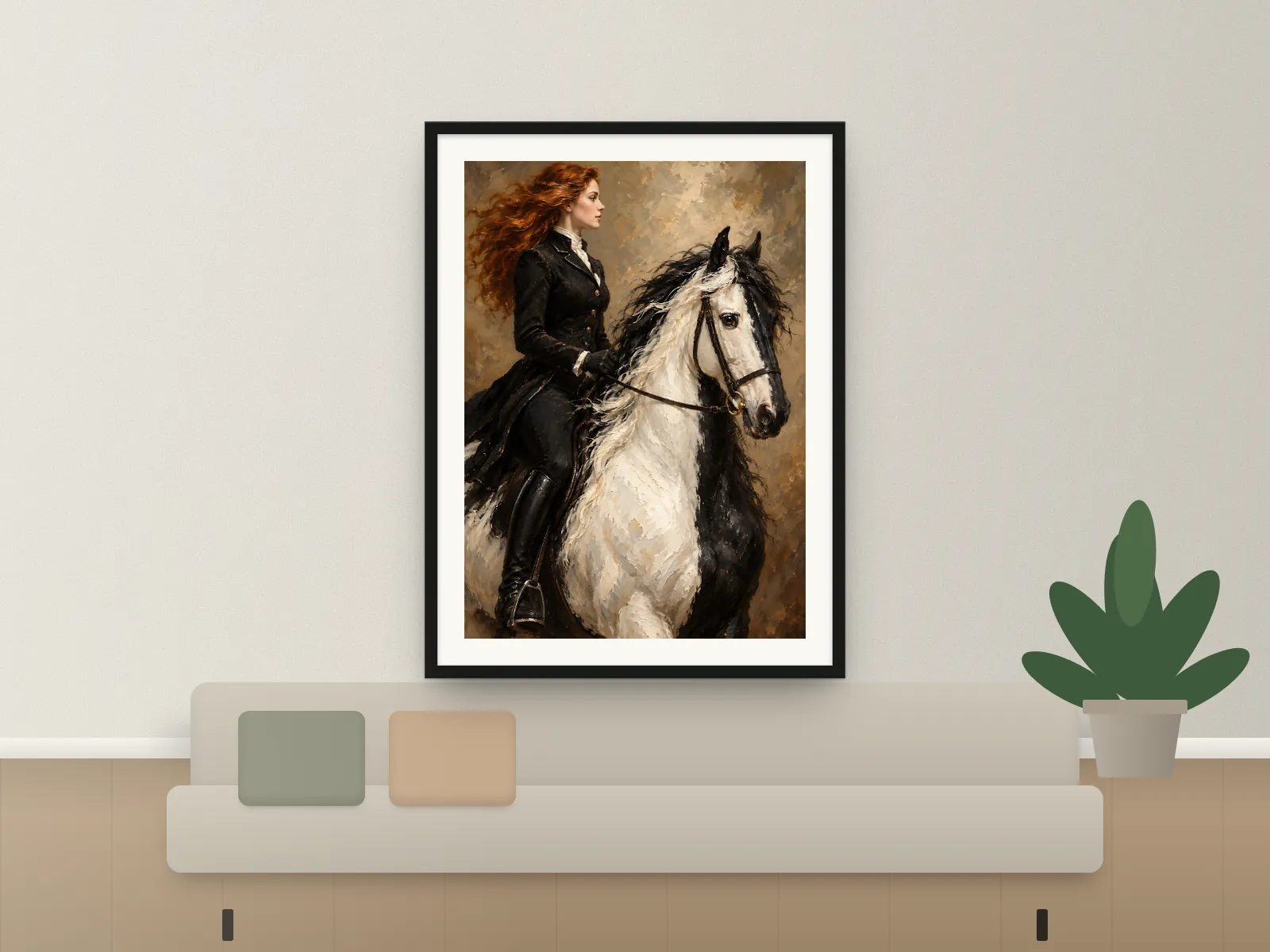 Copper and Piebald in a living room