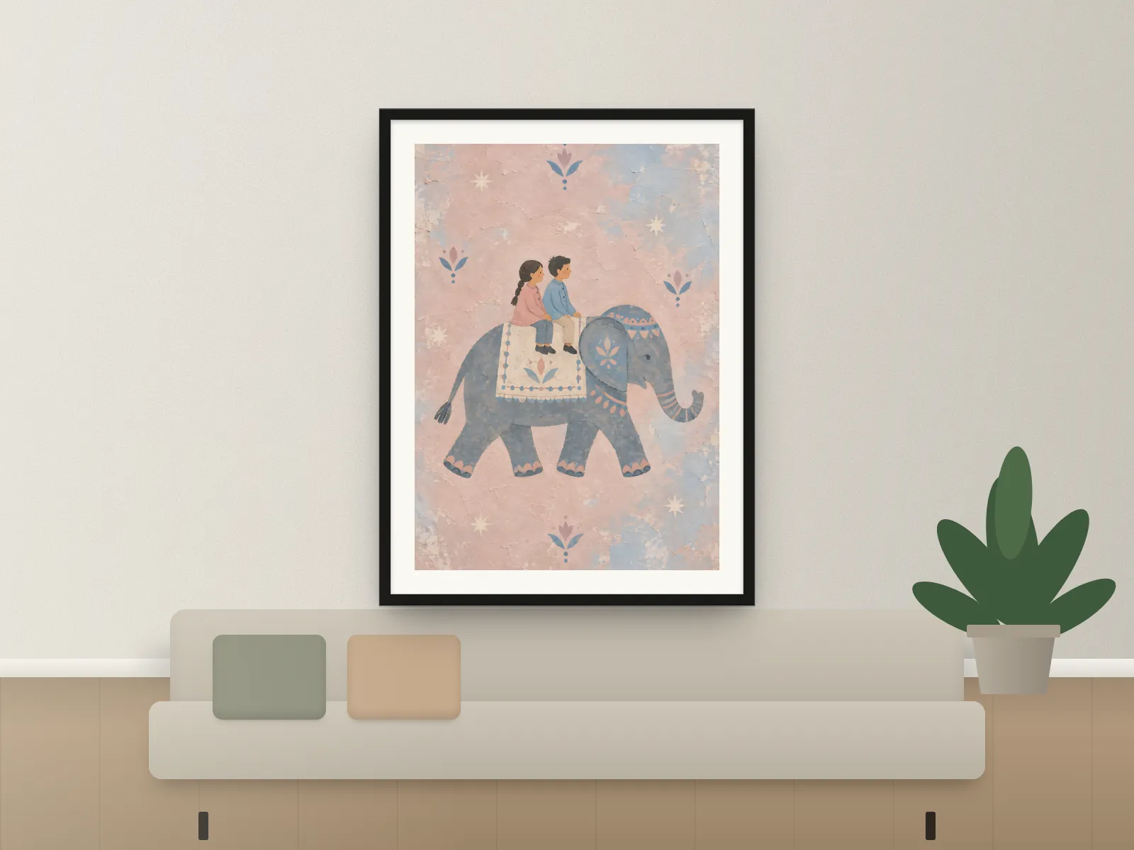 Elephant Ride in a living room