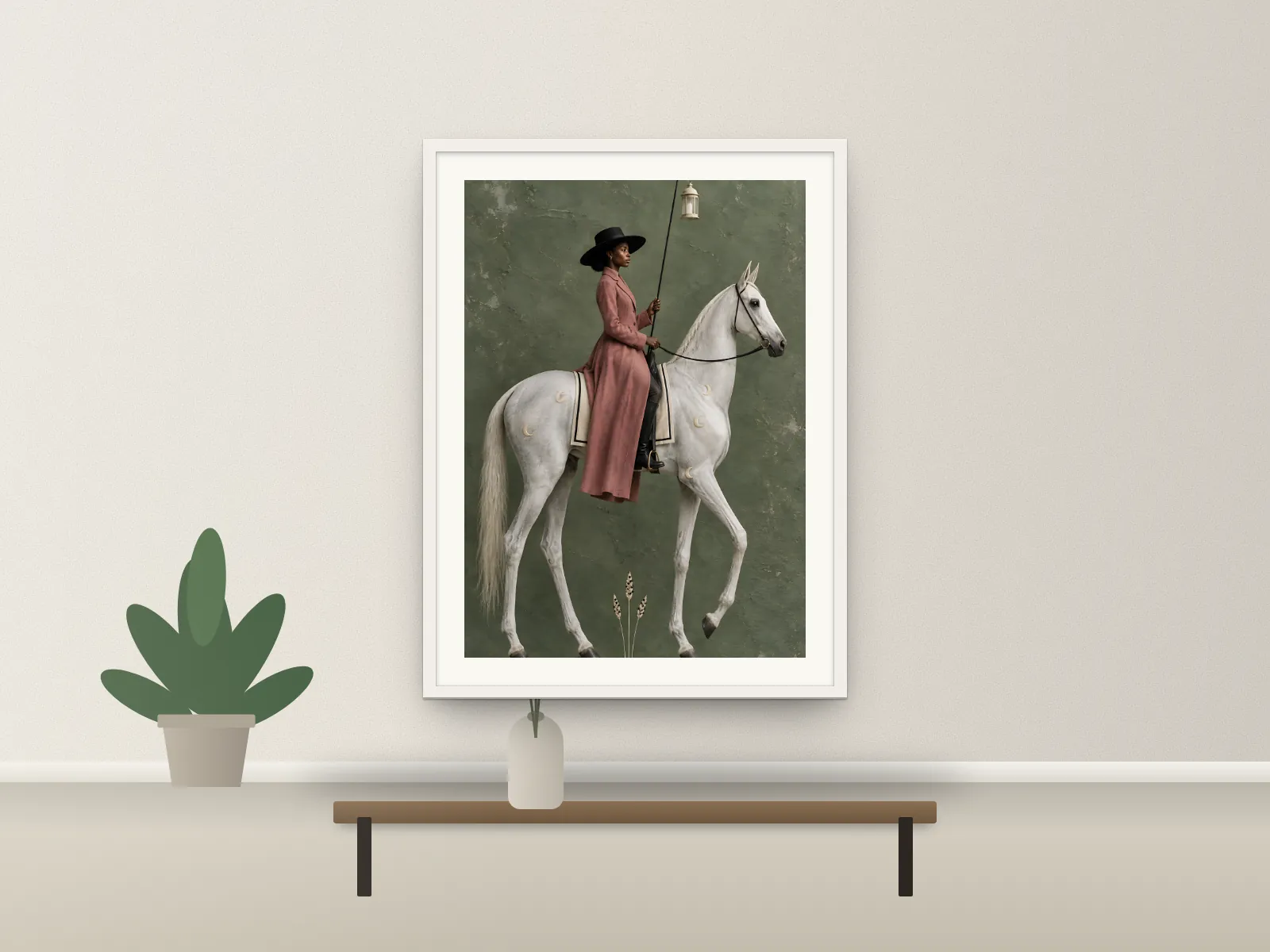 Grey Horse, Lantern in a hallway