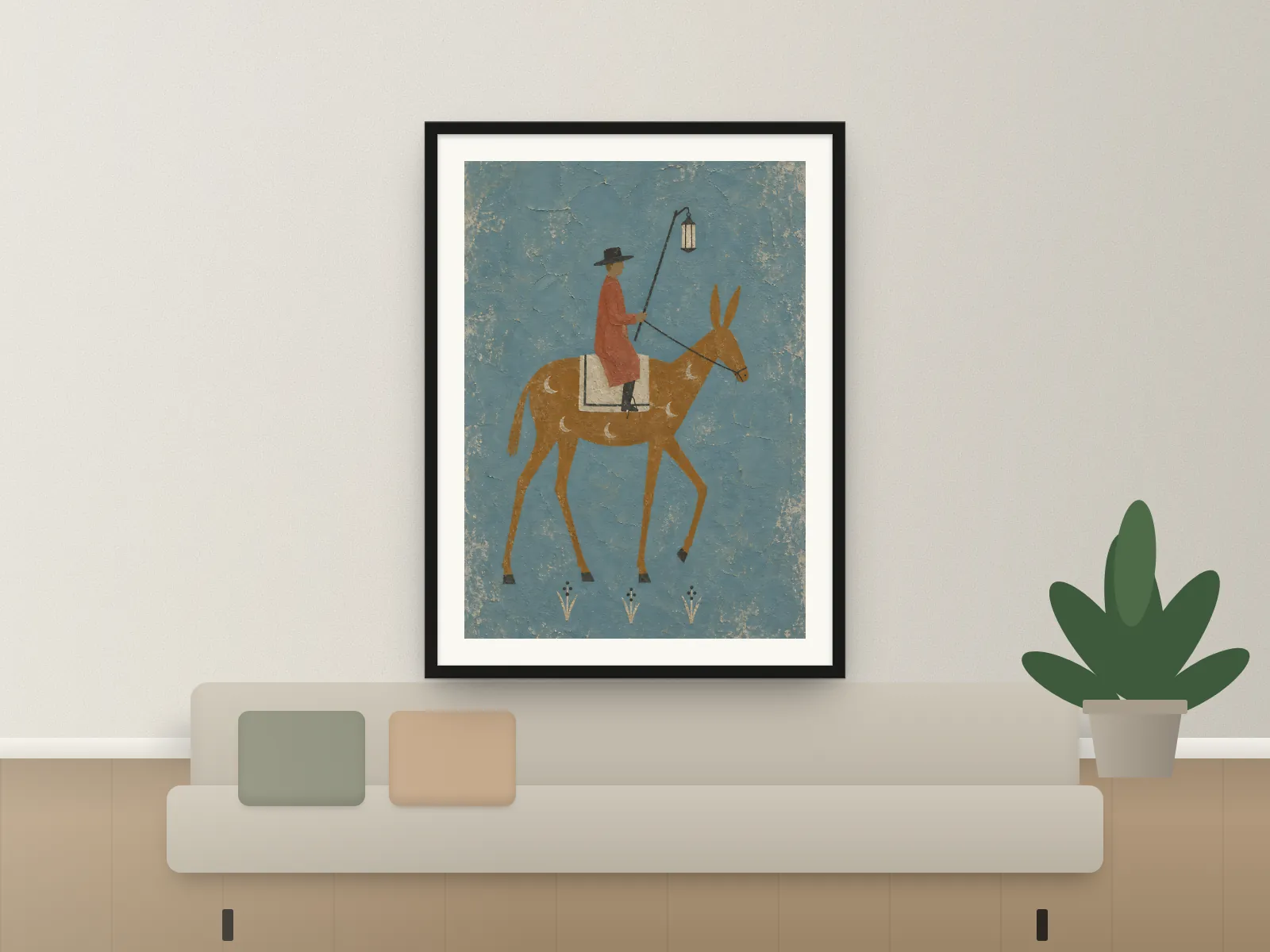 Lantern Bearer, Blue in a living room