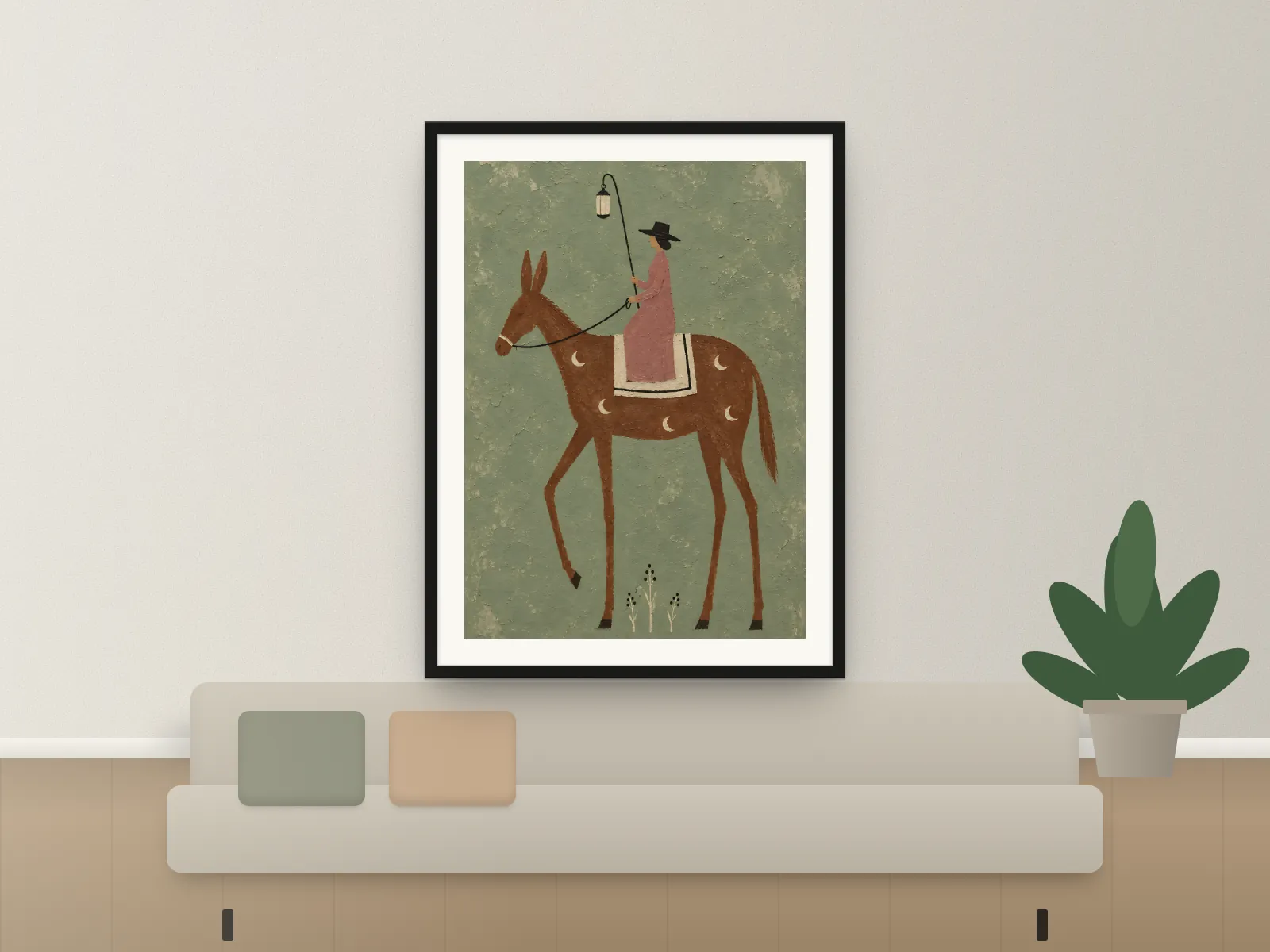 Lantern Bearer, Sage in a living room